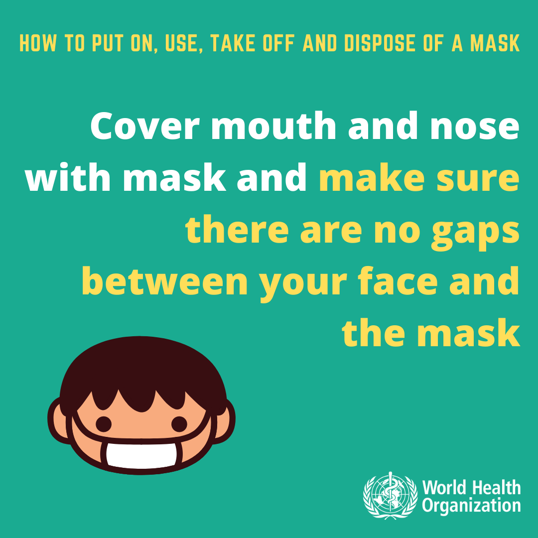 An infographic on mask usage from the World Health Organization.