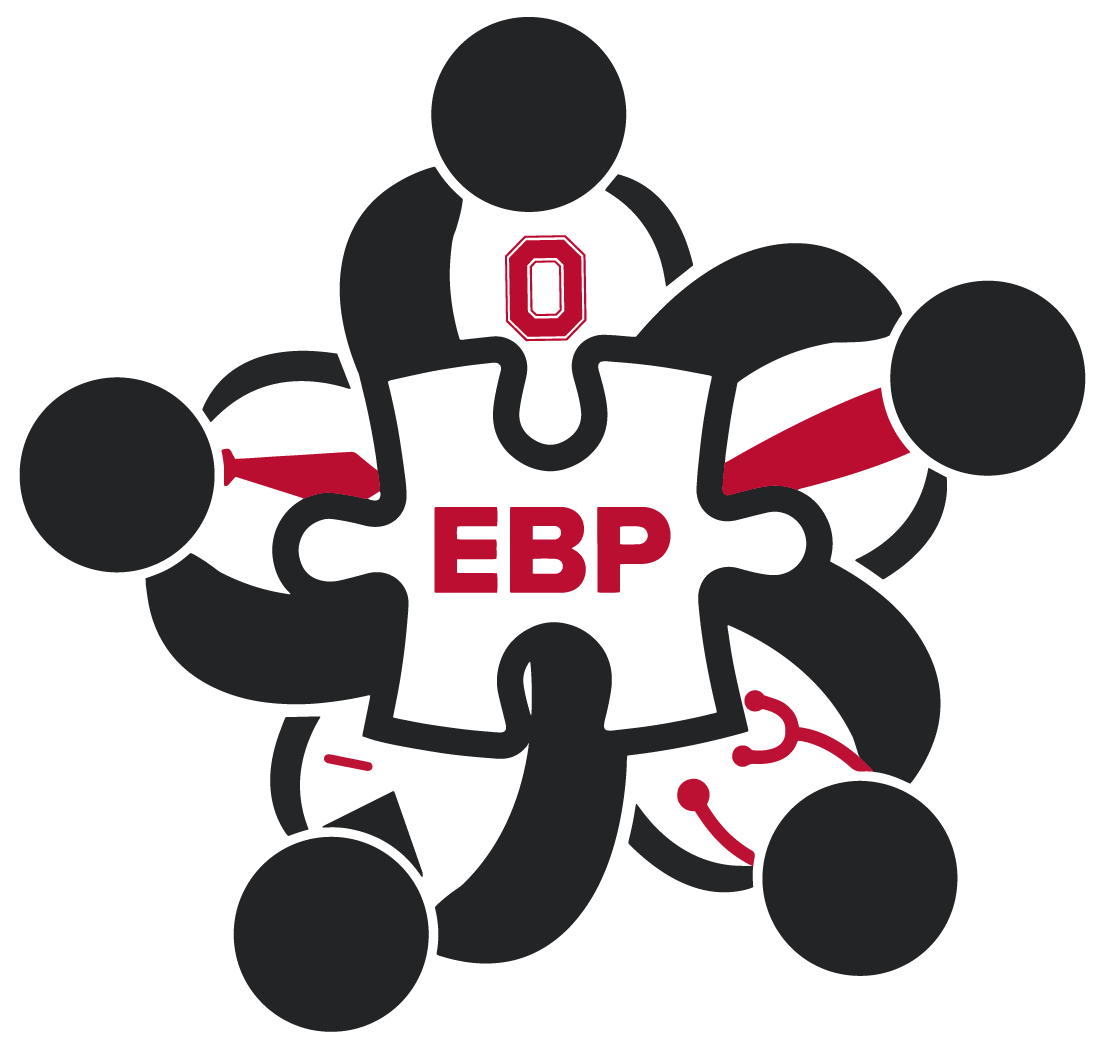 EBP Postdoc logo - abstract representtion of people coming together around an EBP puzzle piece