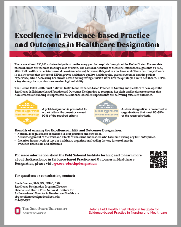 Excellence in EBP and Outcomes in Healthcare Designation Brochure Image