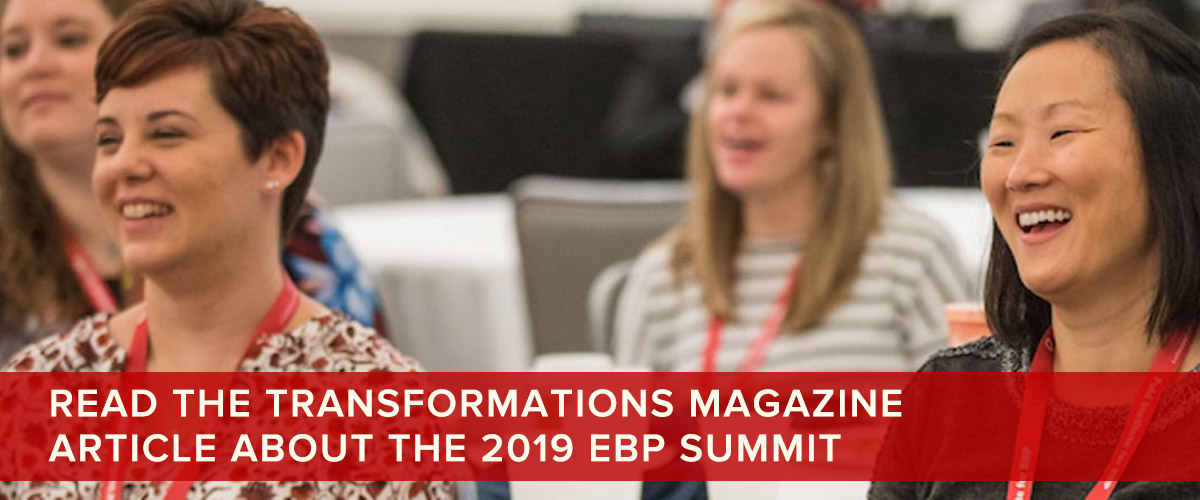 Nurses sit around tables at the 2019 EBP Summit